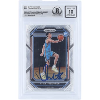 Chet Holmgren Oklahoma City Thunder Autographed 2022-23 Panini Prizm #266 Beckett Fanatics Witnessed Authenticated 10 Rookie Card