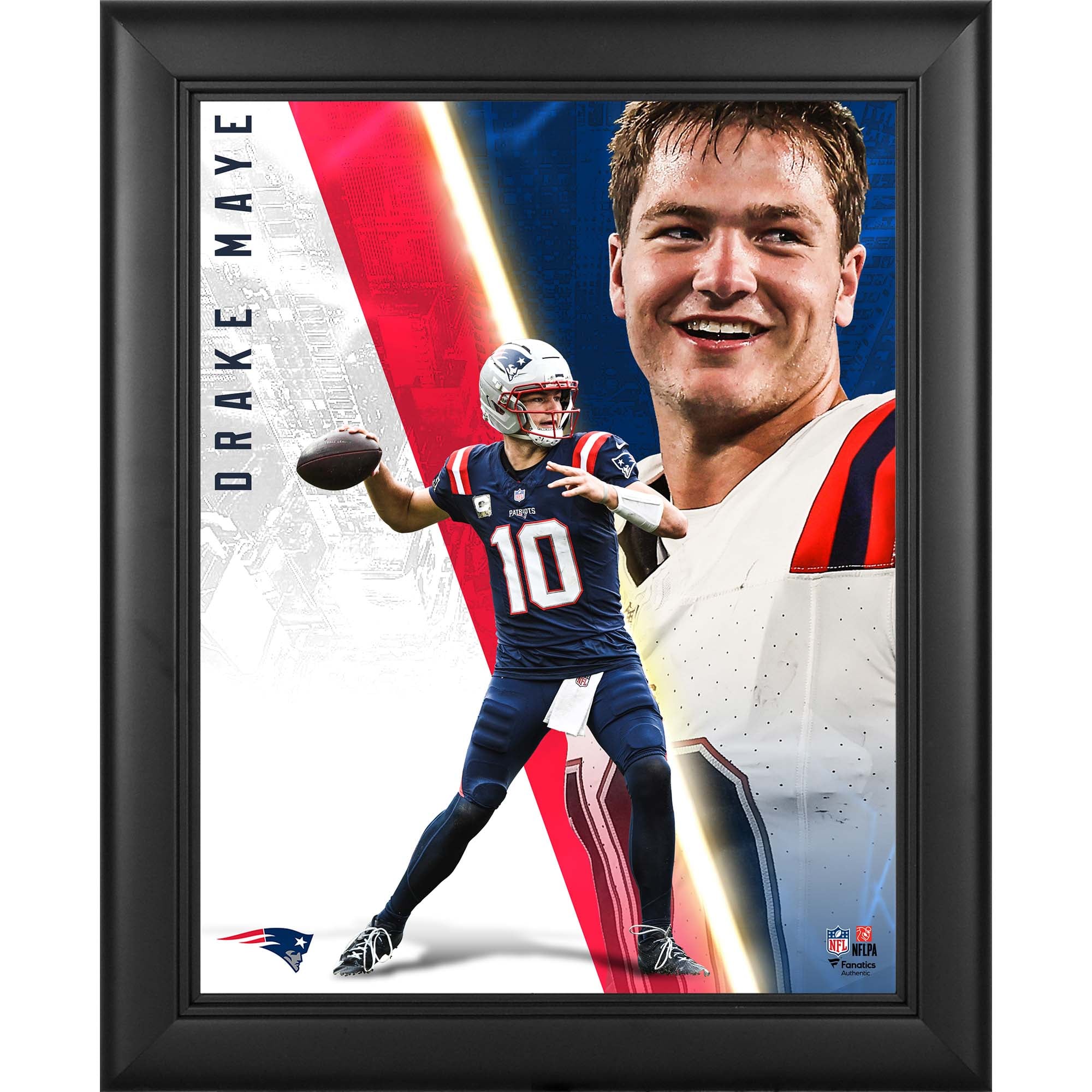 Drake Maye New England Patriots Framed 13" x 16" Radiance Collage