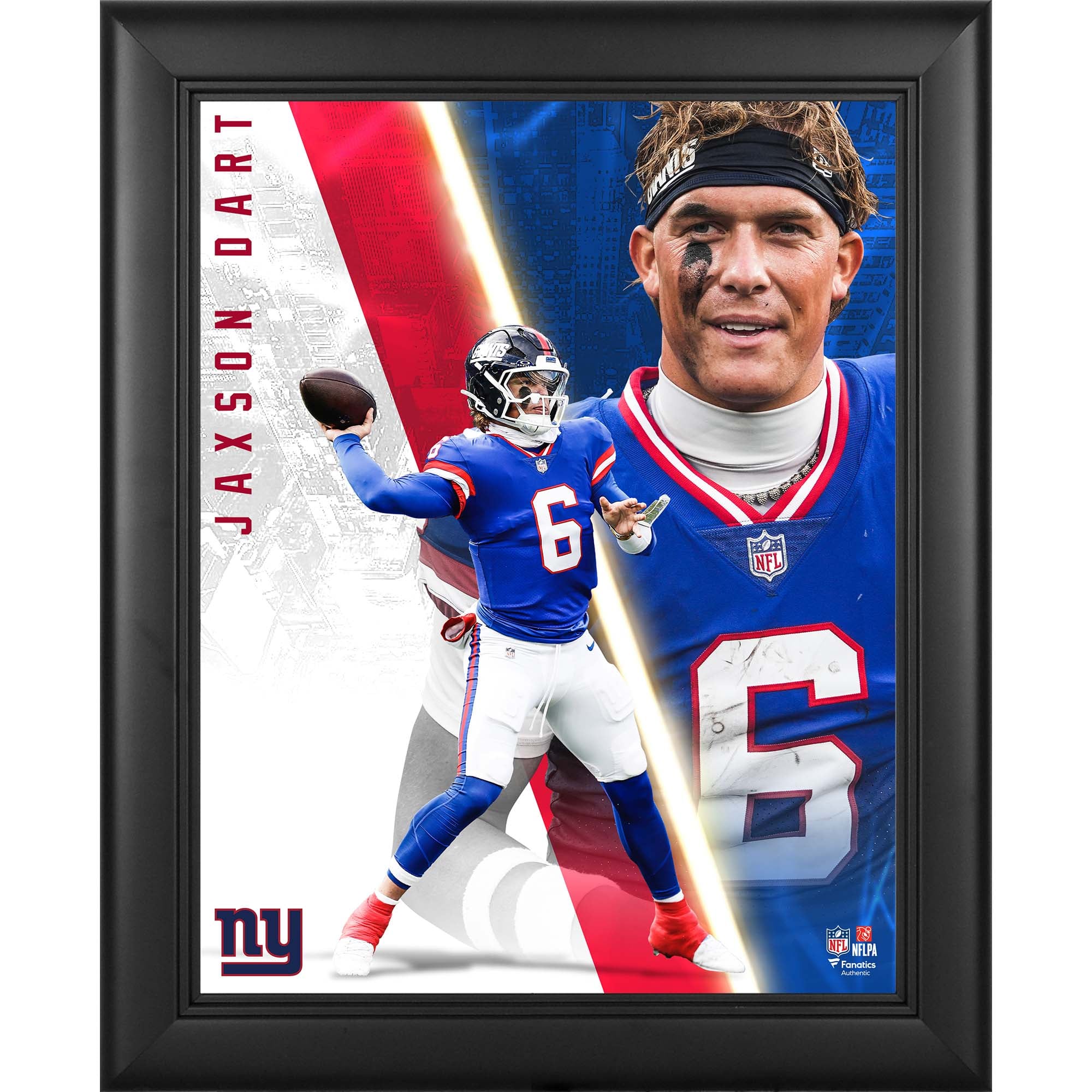 Jaxson Dart New York Giants Framed 13" x 16" Radiance Collage