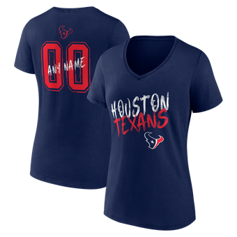 Women's Navy Houston Texans Hustle Personalized Name & Number V-Neck T-Shirt