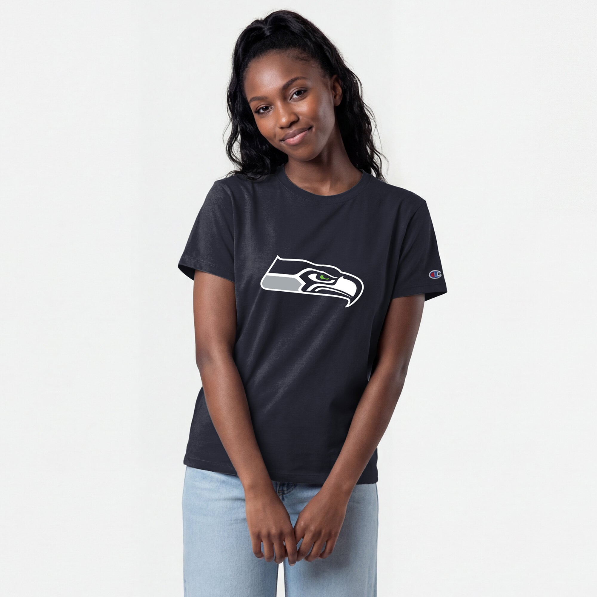 Women's Champion  Navy Seattle Seahawks Logo T-Shirt