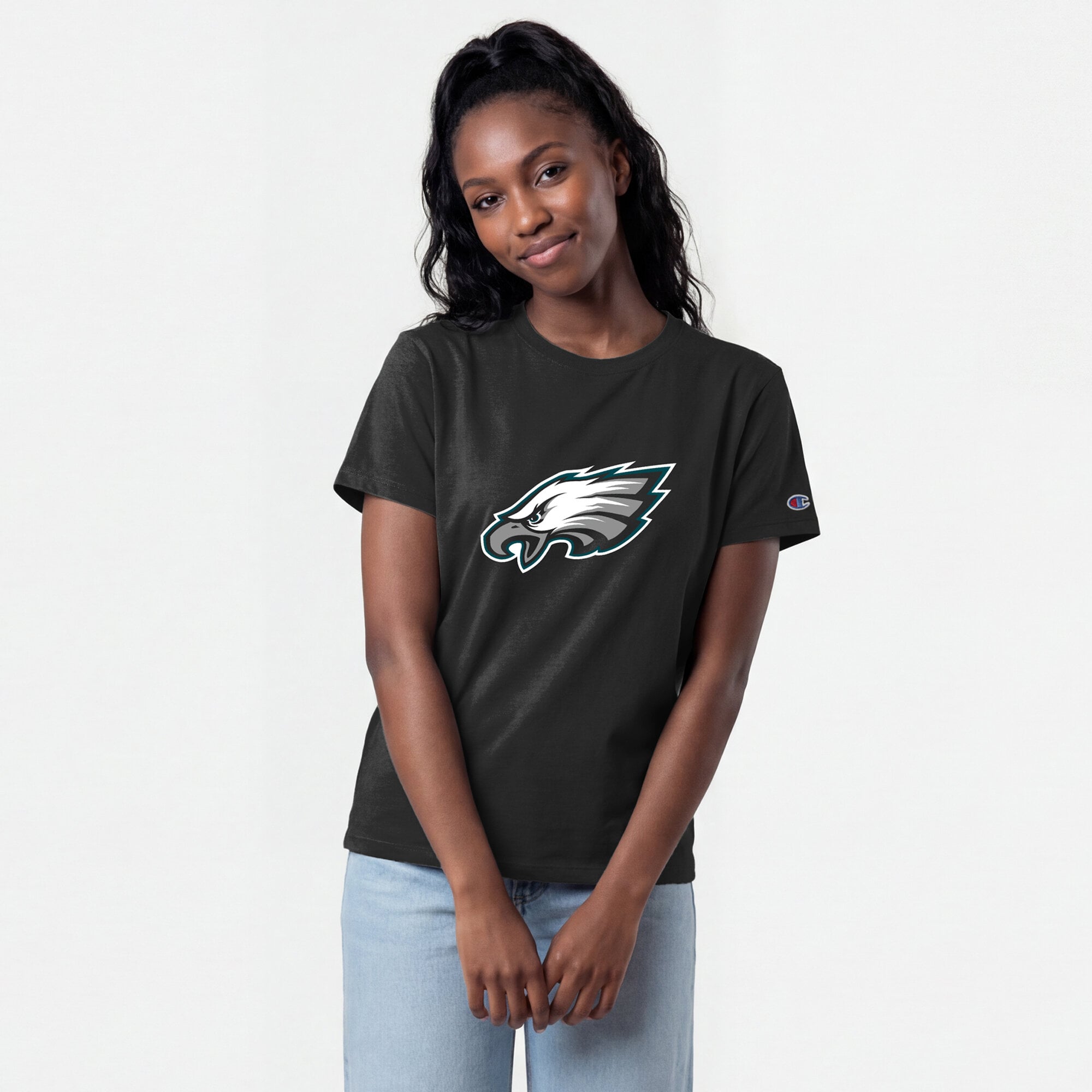Women's Champion  Black Philadelphia Eagles Logo T-Shirt