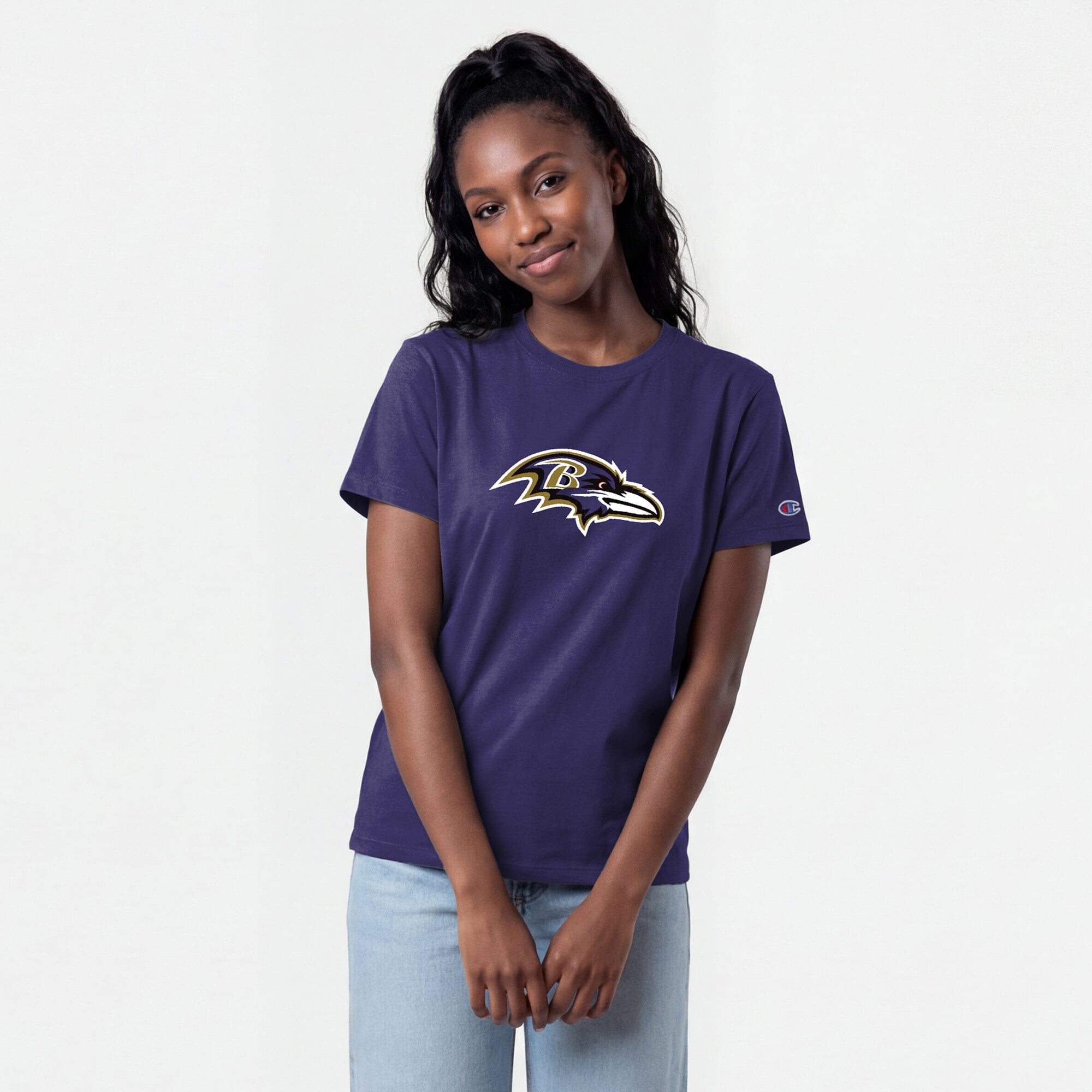 Women's Champion Purple Baltimore Ravens Logo T-Shirt