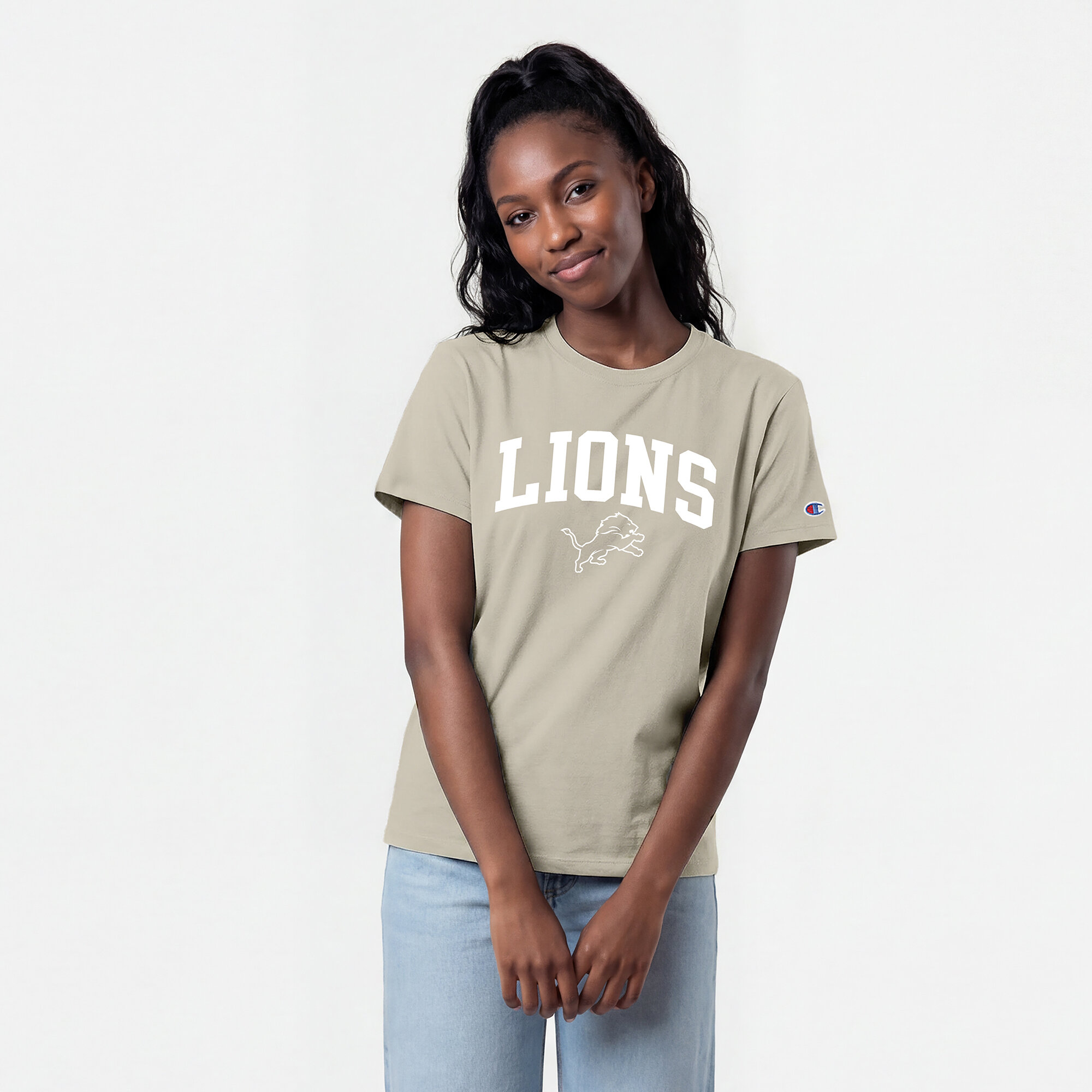 Women's Champion  Light Brown Detroit Lions Cocoa Butter T-Shirt