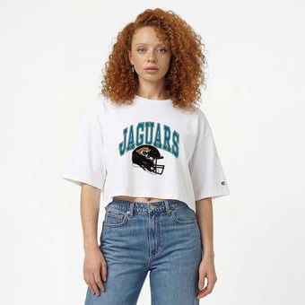 Women's Champion  White Jacksonville Jaguars Boyfriend Cropped T-Shirt