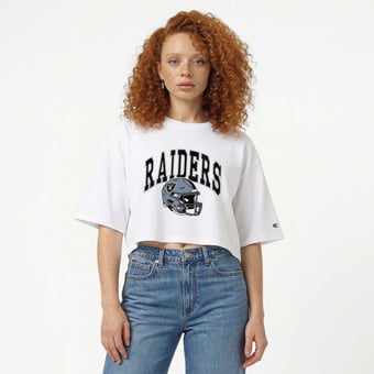 Women's Champion White Las Vegas Raiders Boyfriend Cropped T-Shirt