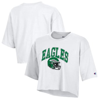 Women's Champion  White Philadelphia Eagles Boyfriend Cropped T-Shirt