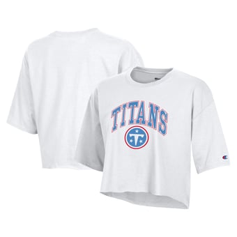 Women's Champion  White Tennessee Titans Boyfriend Cropped T-Shirt