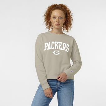Women's Champion  Light Brown Green Bay Packers Powerblend Cocoa Butter Fleece Sweatshirt