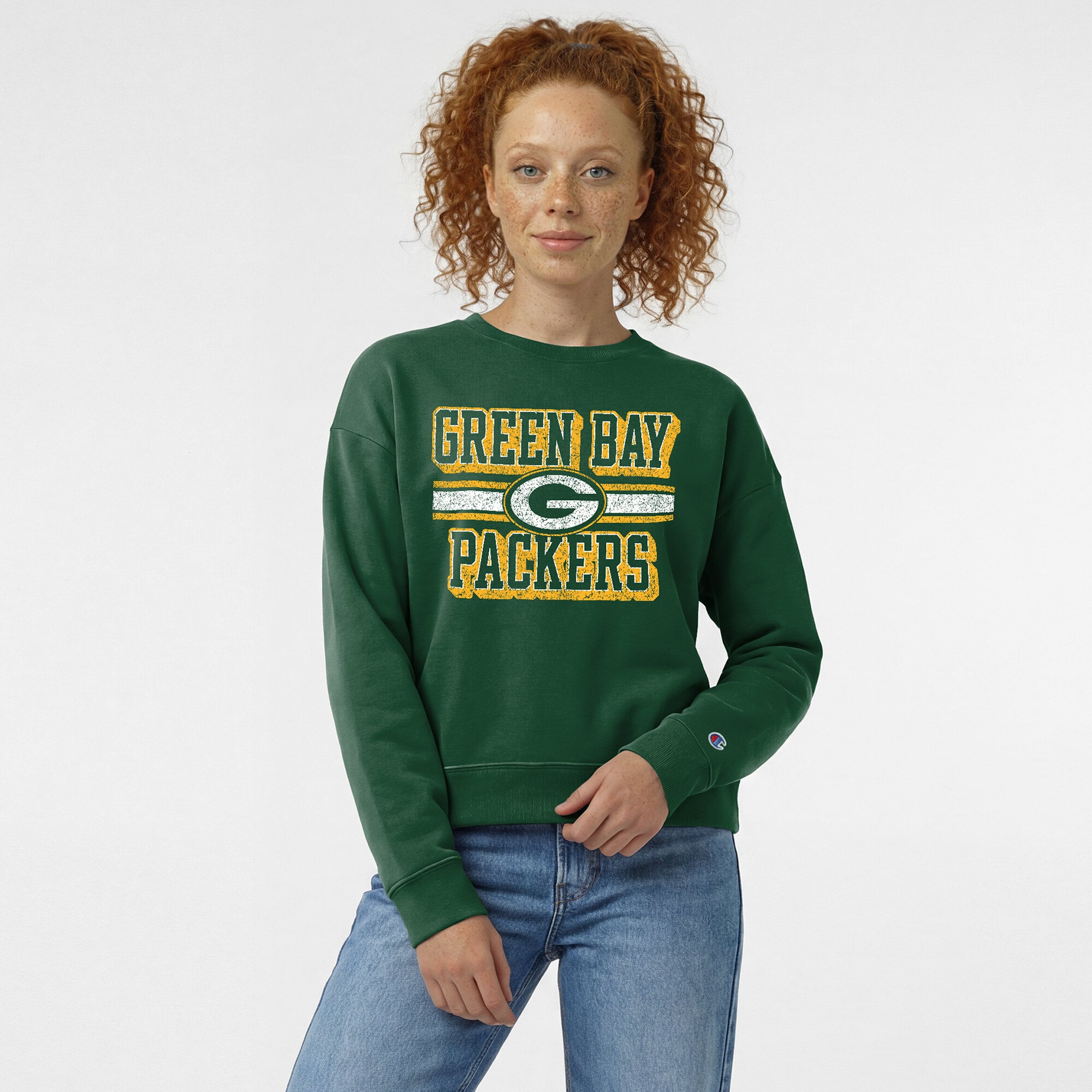 Women’s Champion Green Green Bay Packers Powerblend Fleece Sweatshirt