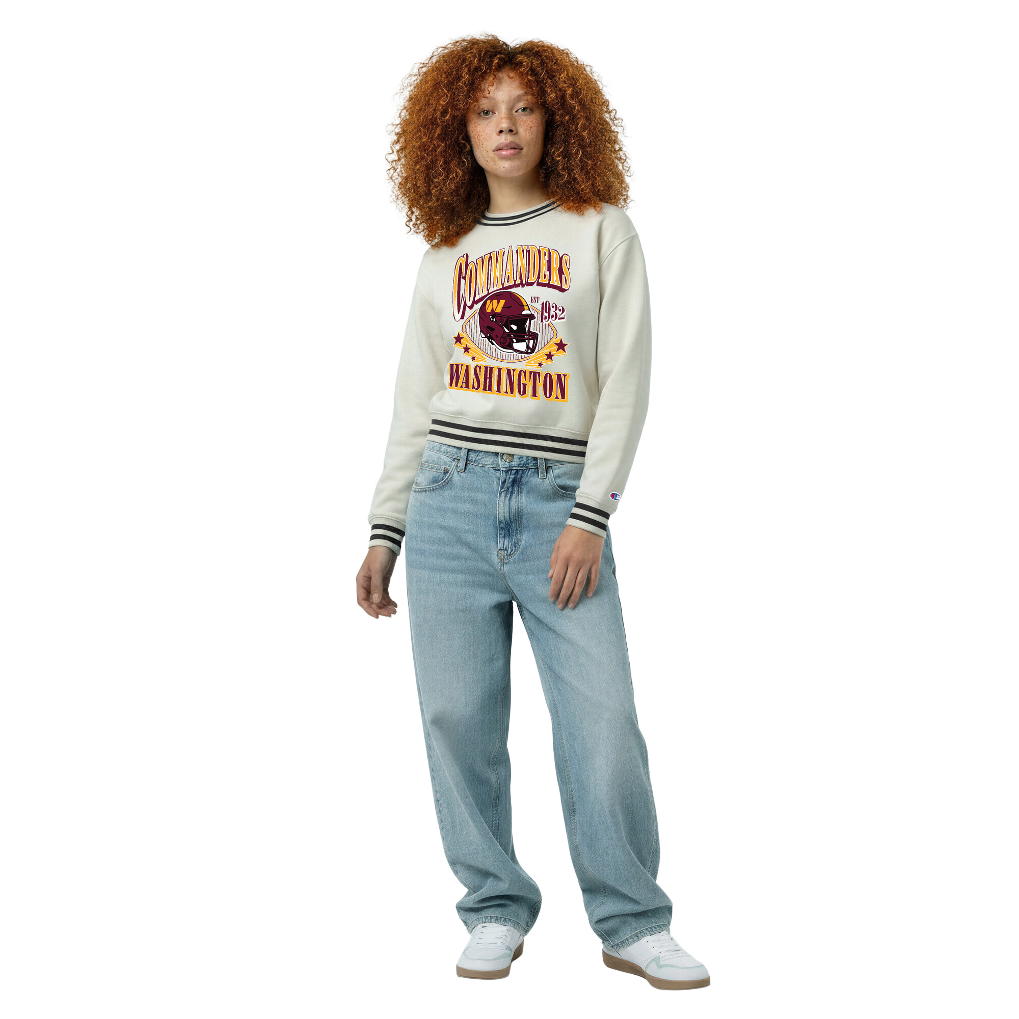 Women’s Champion Cream Washington Commanders Reverse Weave Fleece Sweatshirt Women’s Champion Cream Washington Commanders Reverse Weave Fleece Sweatshirt