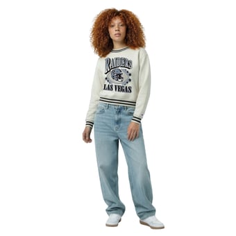 Women's Champion  Cream Las Vegas Raiders Reverse Weave Fleece Sweatshirt