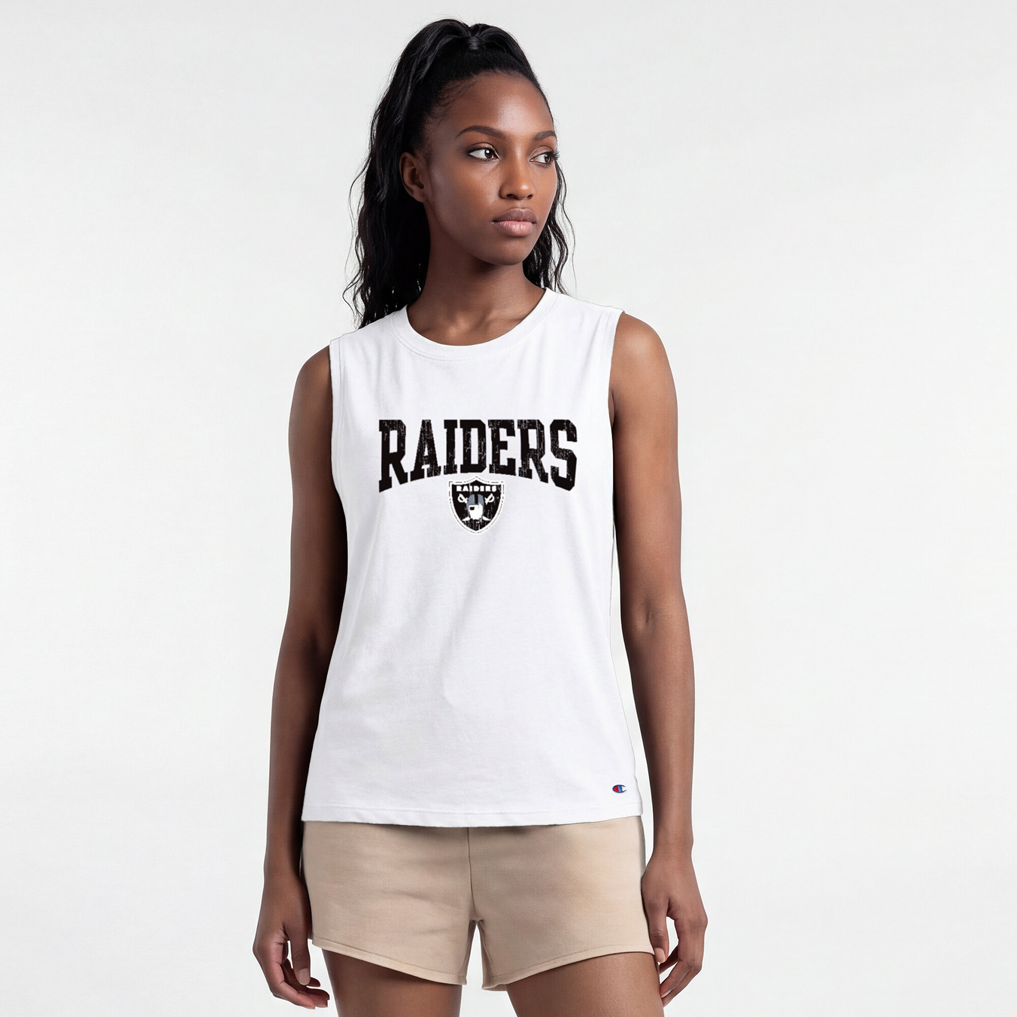 Women's Champion White Las Vegas Raiders Muscle Tank Top