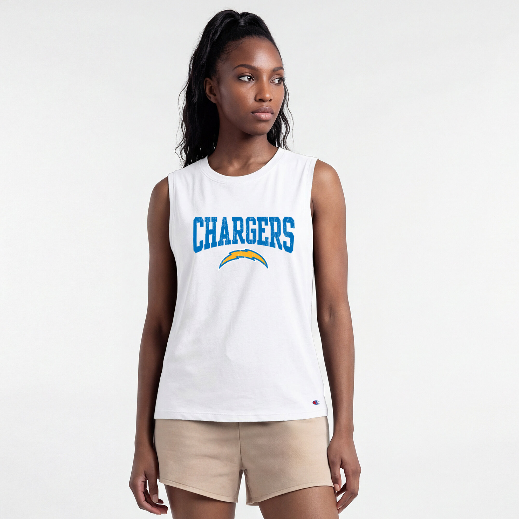 Champion Women's White Los Angeles Chargers Muscle Tank Top - White