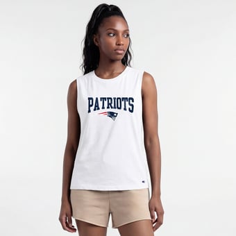 Women's Champion  White New England Patriots Muscle Tank Top