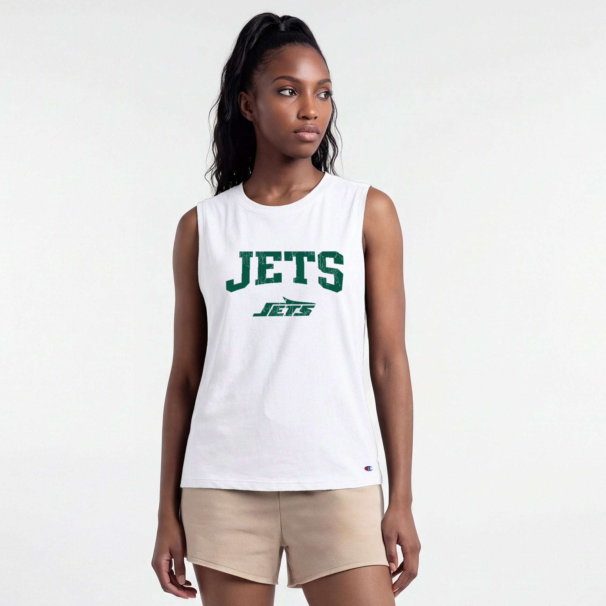Women’s Champion White New York Jets Muscle Tank Top