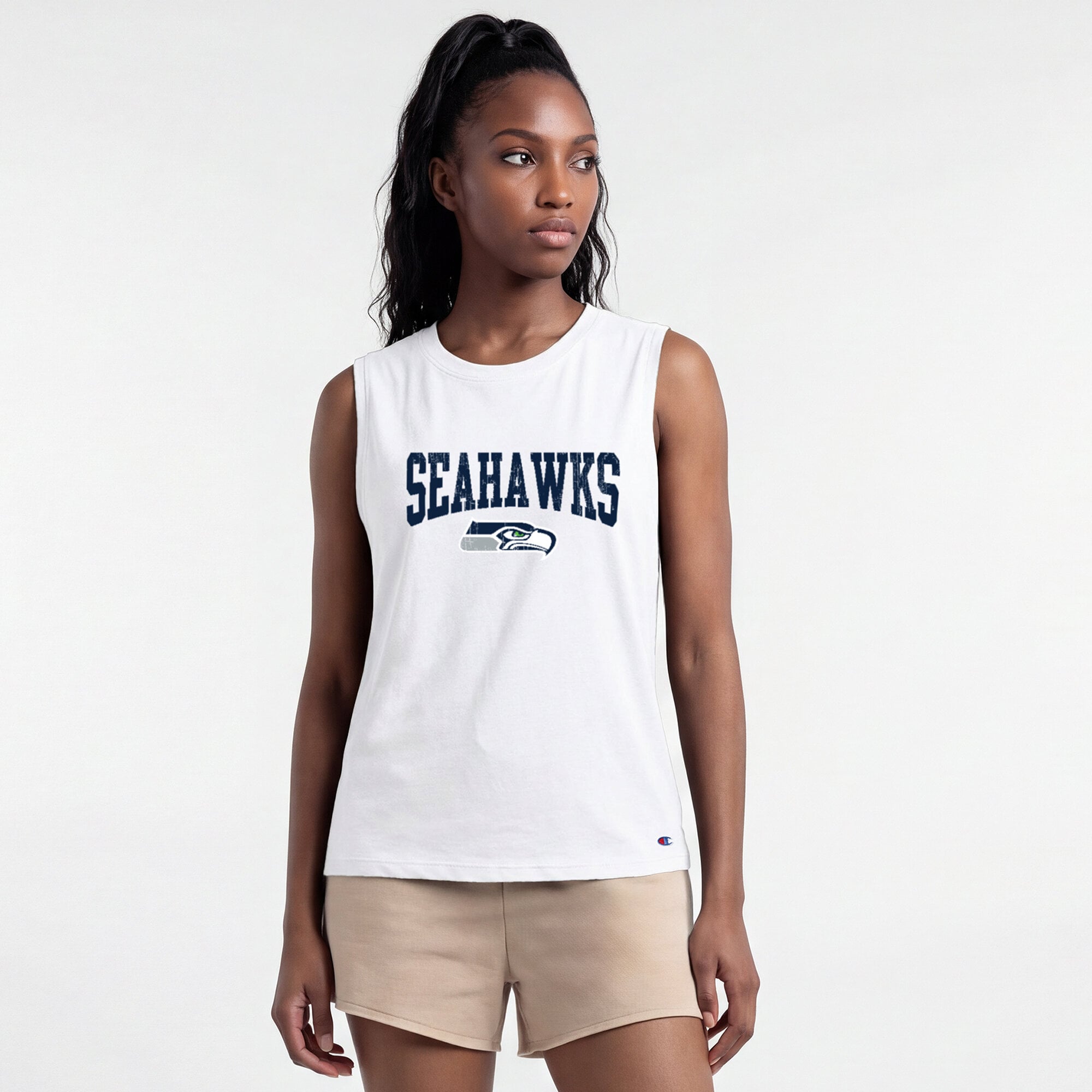 Women’s Champion White Seattle Seahawks Muscle Tank Top
