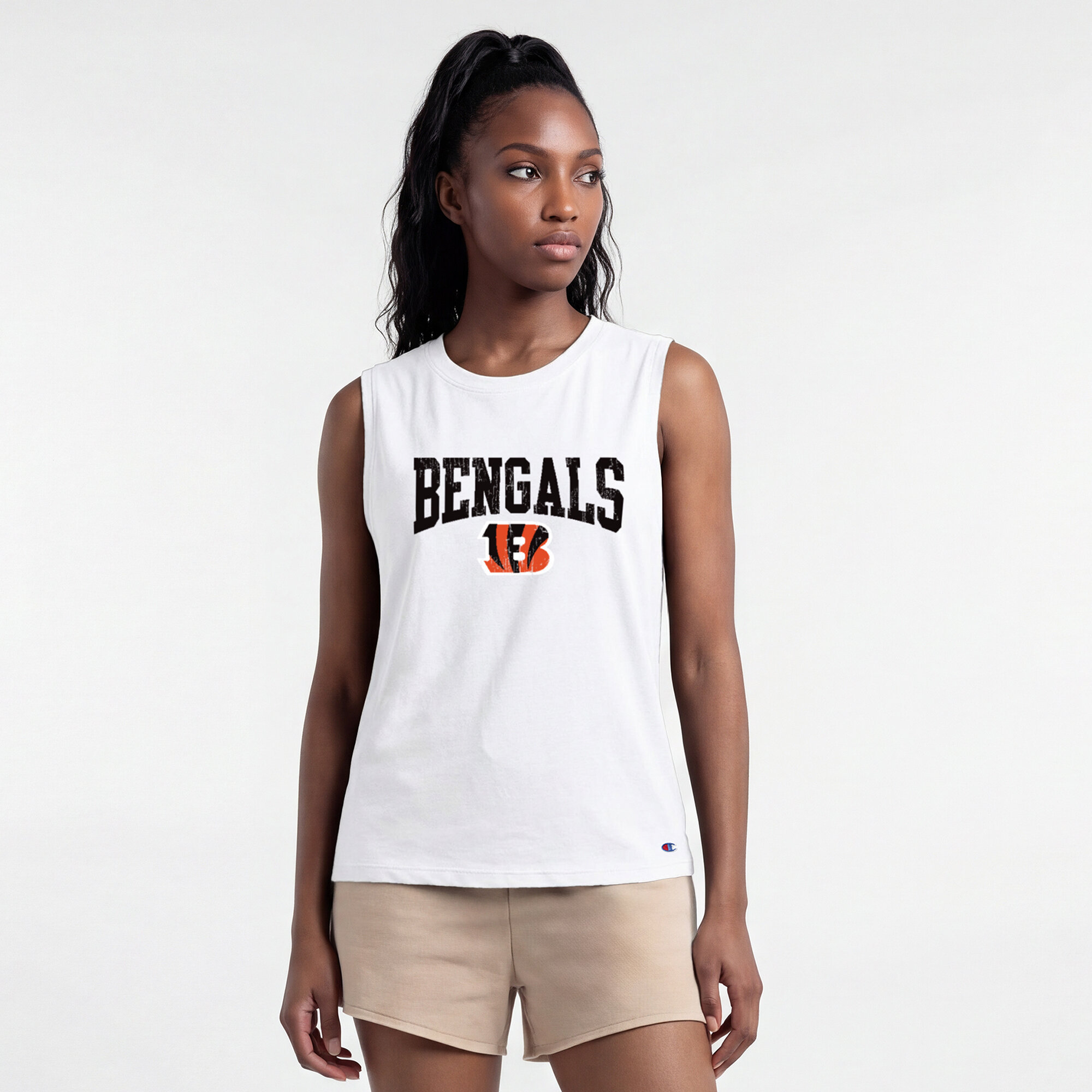 Champion Women's Cincinnati Bengals Screen Print Muscle Tank - White