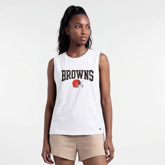 Women's Champion  White Cleveland Browns Muscle Tank Top