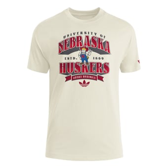 Women's adidas Originals Cream Nebraska Huskers Boyfriend T-Shirt