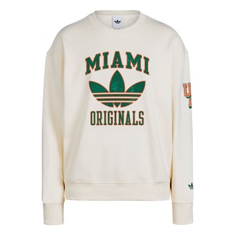 Women's adidas Originals Cream Miami Hurricanes Fleece Sweatshirt