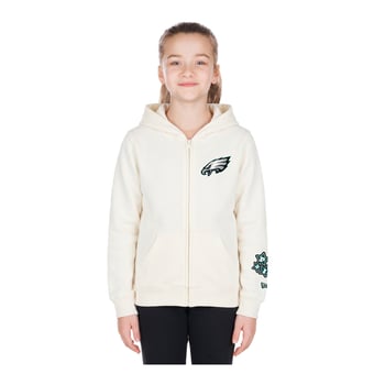 Girls New Era Cream Philadelphia Eagles Cream Multi Hit Full Zip Hoodie