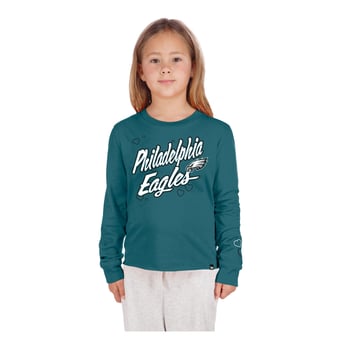 Girls Youth New Era  Midnight Green Philadelphia Eagles Boxy Raw Edge Long Sleeve T-Shirt