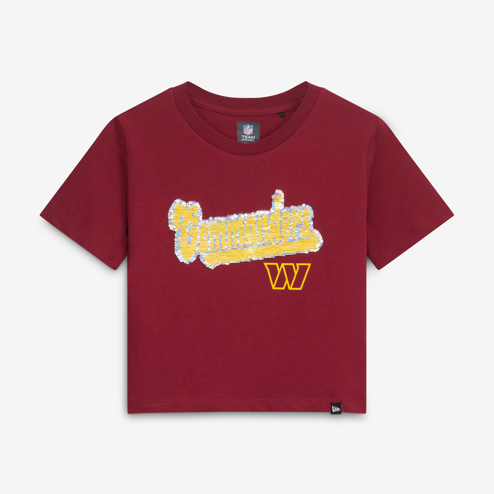 Girls Youth New Era  Burgundy Washington Commanders Flip Sequin Boxy T-Shirt