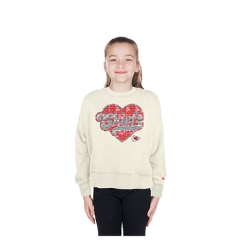 Girls Youth New Era  Light Beige Kansas City Chiefs Flip Sequin Crewneck Sweatshirt