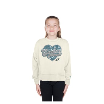 Girls Youth New Era  Light Beige Philadelphia Eagles Flip Sequin Crewneck Sweatshirt