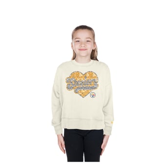 Girls Youth New Era  Light Beige Pittsburgh Steelers Flip Sequin Crewneck Sweatshirt