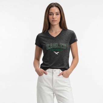 Women's Champion Black Philadelphia Eagles Triumph Tri-Blend V-Neck T-Shirt