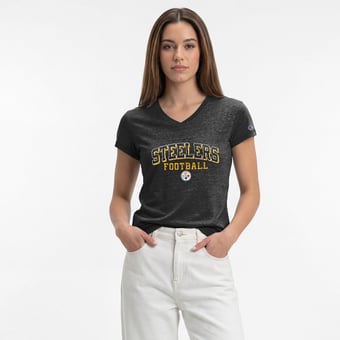 Women's Champion Black Pittsburgh Steelers Triumph Tri-Blend V-Neck T-Shirt