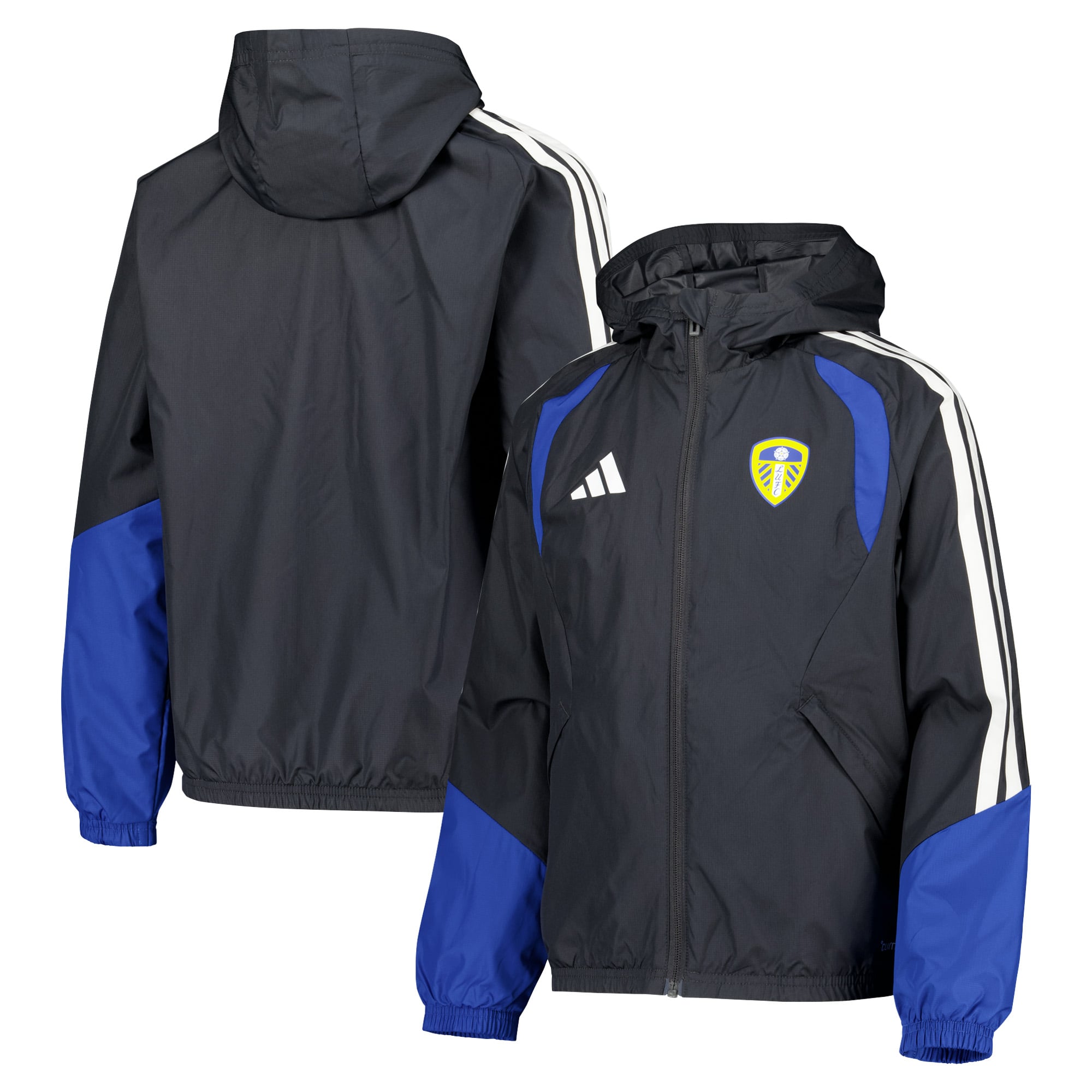 Leeds United adidas Training All Weather Jacket - Dark Grey - Kids