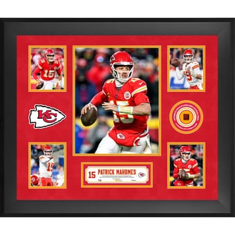 Patrick Mahomes Kansas City Chiefs Framed 20" x 24" 5-Photo Collage with a Piece of Game-Used Football - Limited Edition of 500