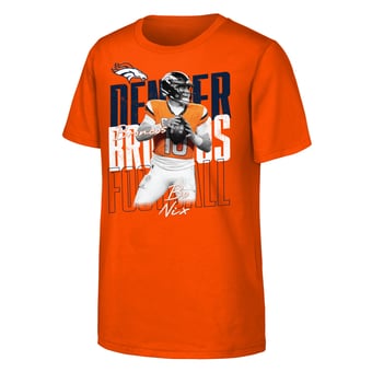 Youth Outerstuff Bo Nix Orange Denver Broncos Legendary Player Card T-Shirt