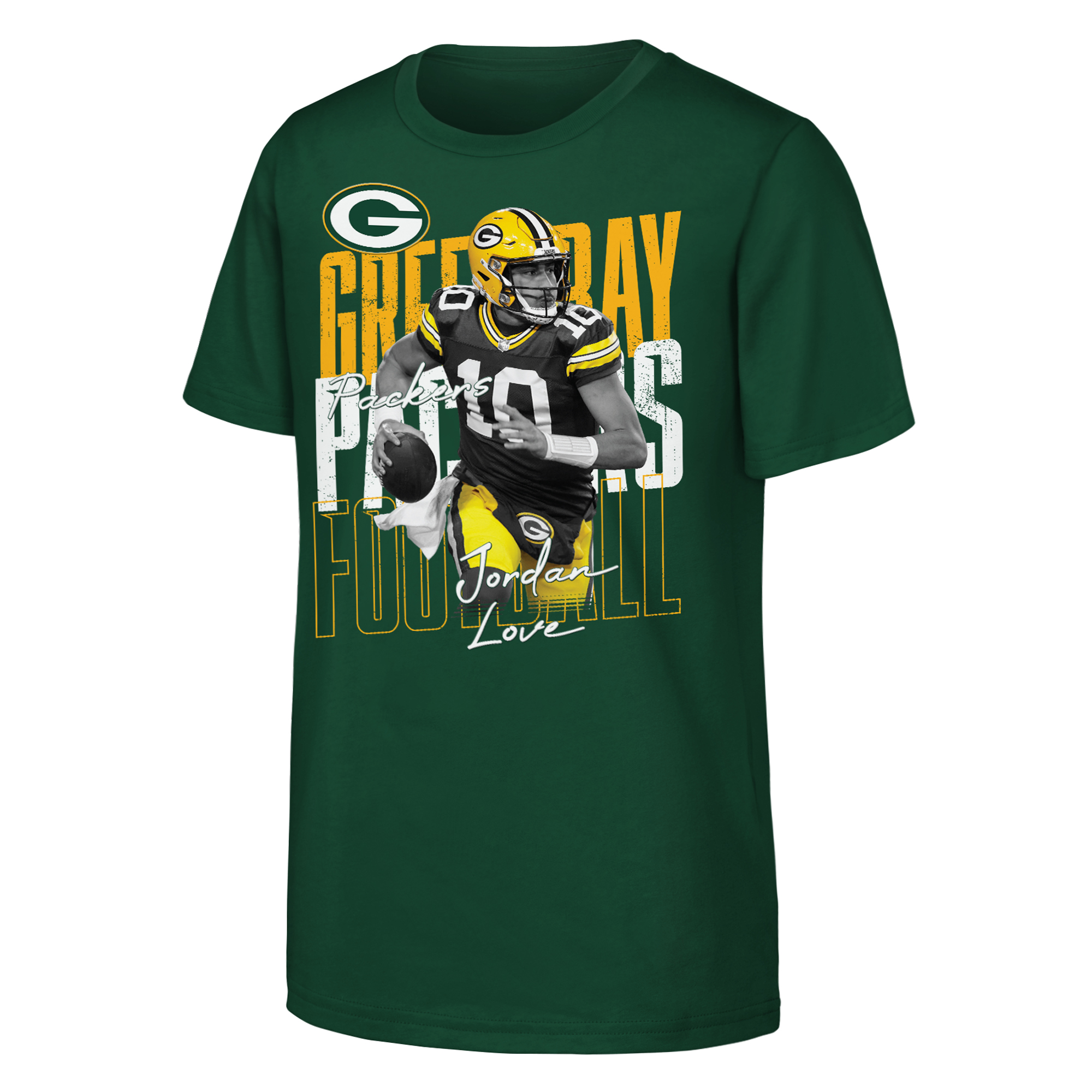 Outerstuff Big Boys' and Girls' Jordan Love Green Bay Packers Legendary Player Card T-Shirt - Green