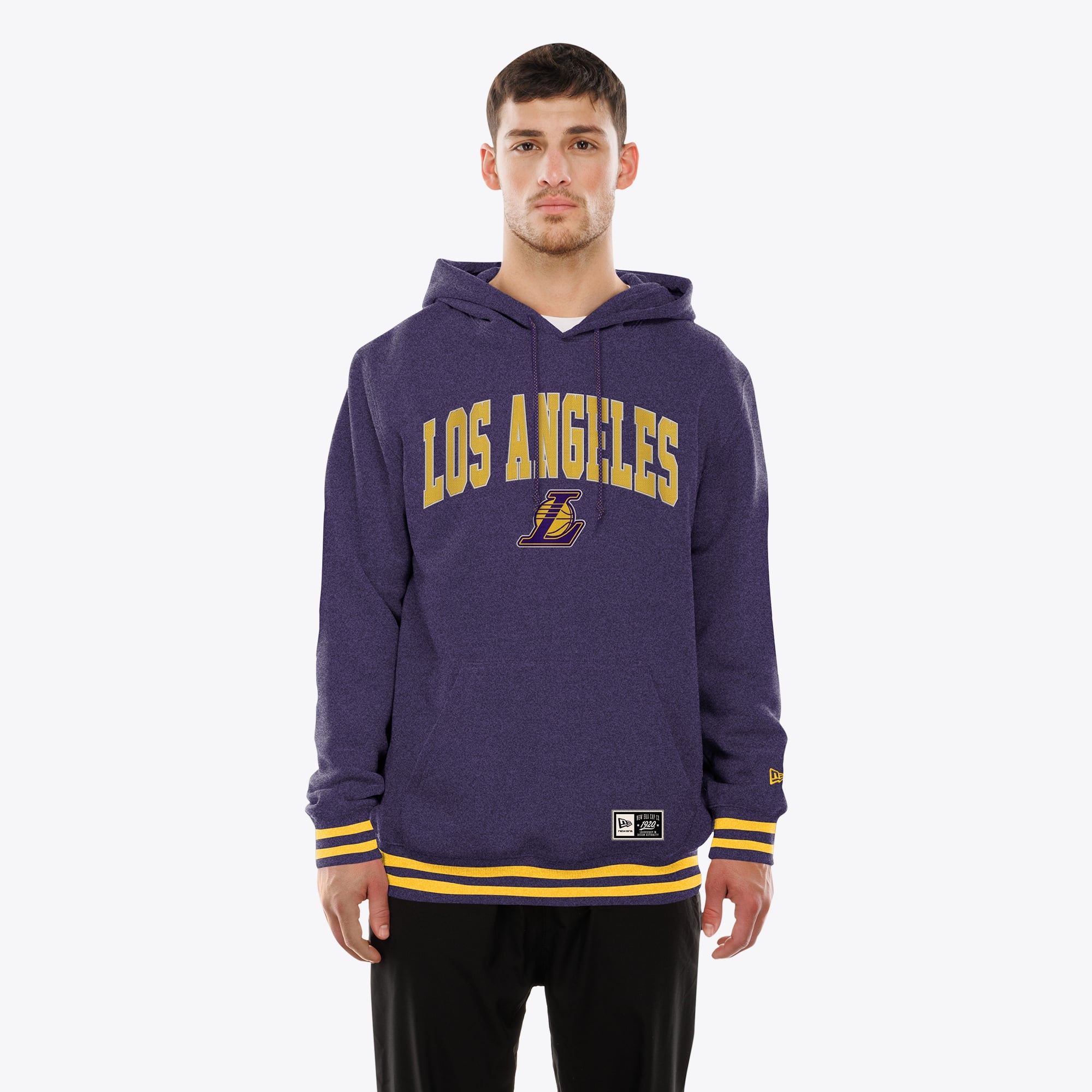 Men's New Era  Purple Los Angeles Lakers Throwback Applique Logo Hoodie