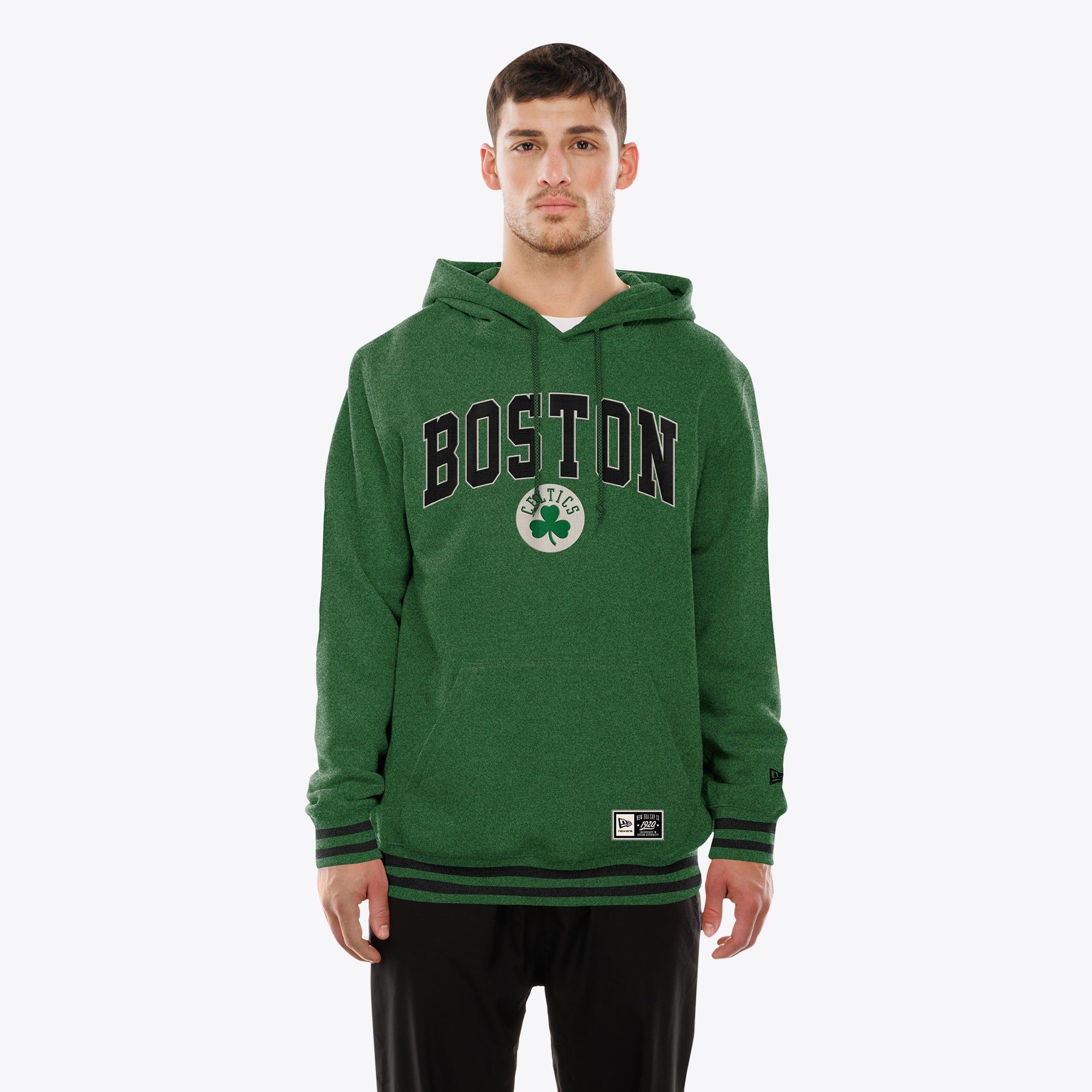 Men's New Era Kelly Green Boston Celtics Throwback Applique Logo Hoodie