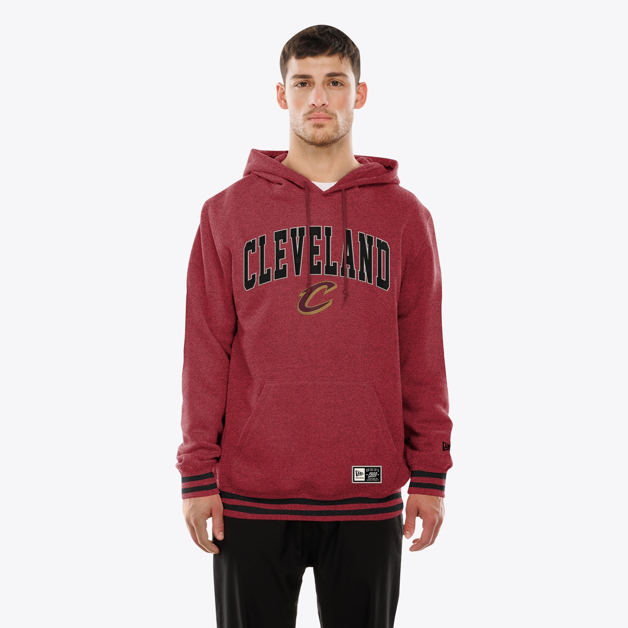 Men's New Era Wine Cleveland Cavaliers Throwback Applique Logo Hoodie