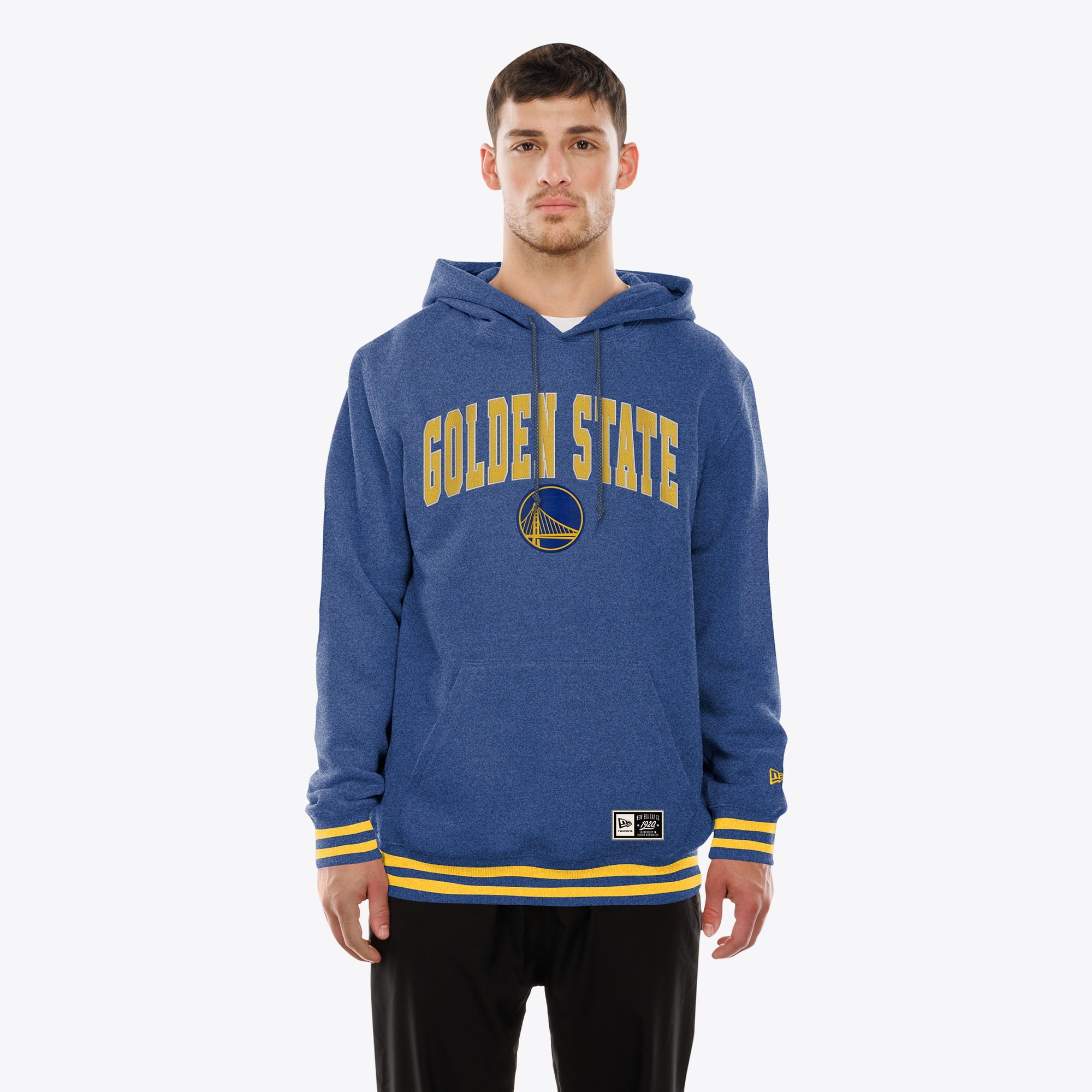 Men's New Era  Royal Golden State Warriors Throwback Applique Logo Hoodie