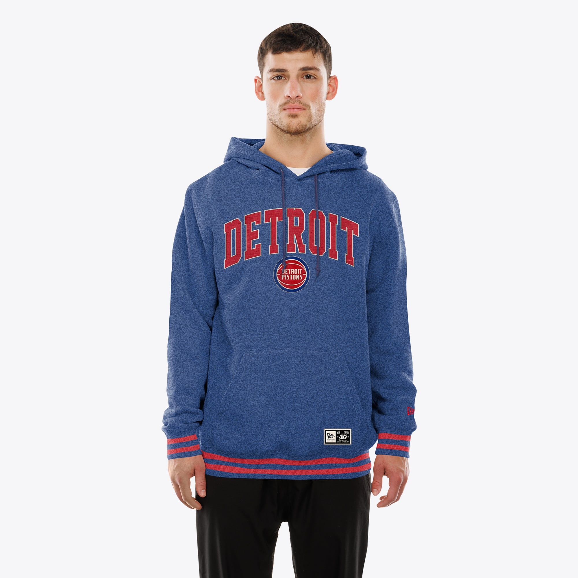 Men's New Era  Blue Detroit Pistons Throwback Applique Logo Hoodie