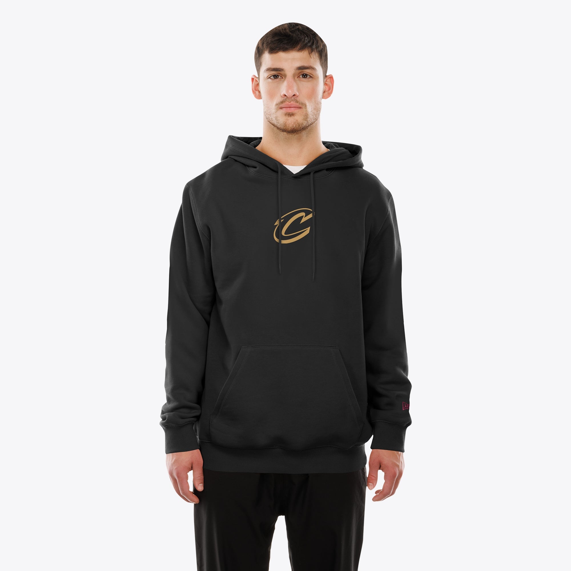Men's New Era Black Cleveland Cavaliers Front and Back Graphic Pullover Hoodie