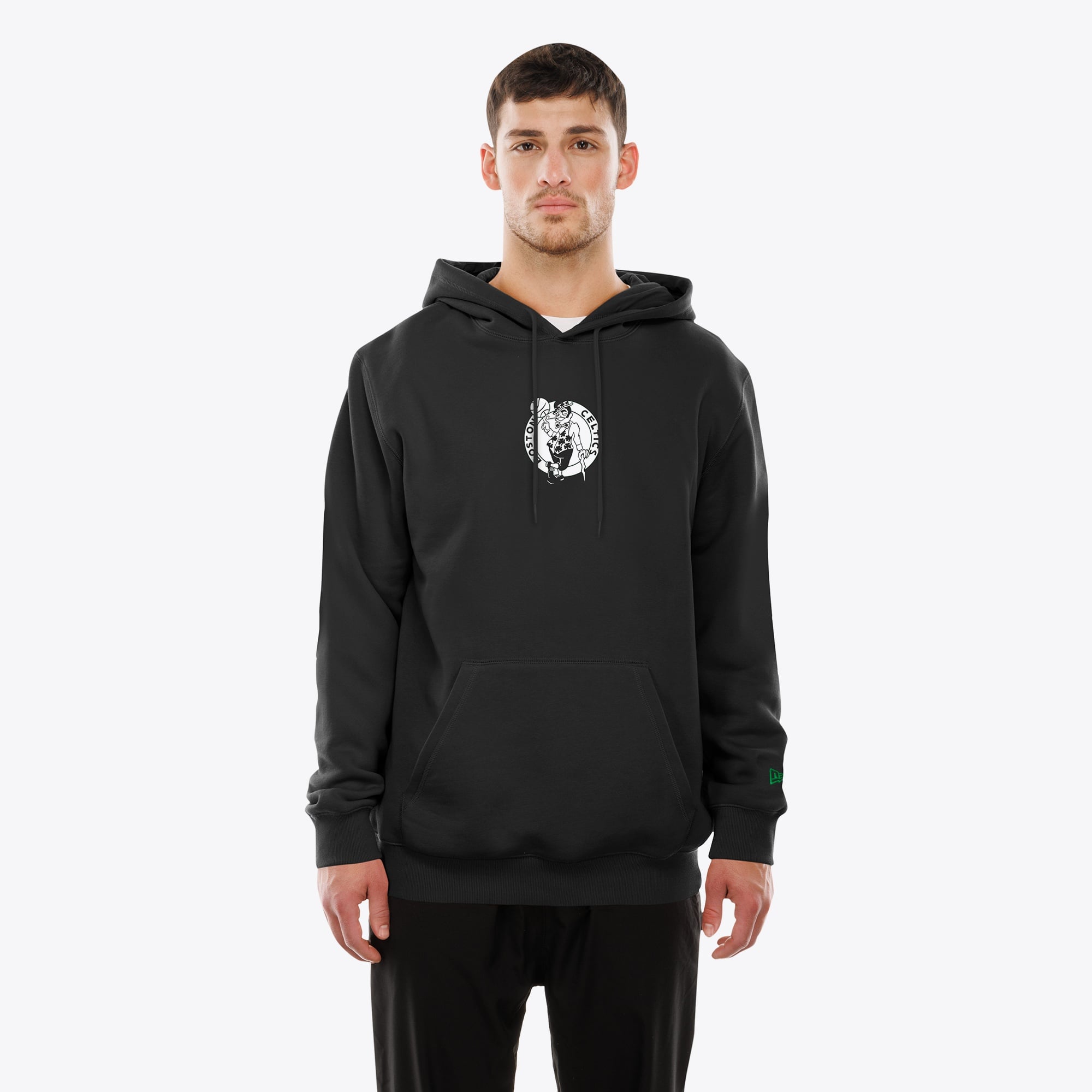 Men's New Era Black Boston Celtics Front and Back Graphic Pullover Hoodie
