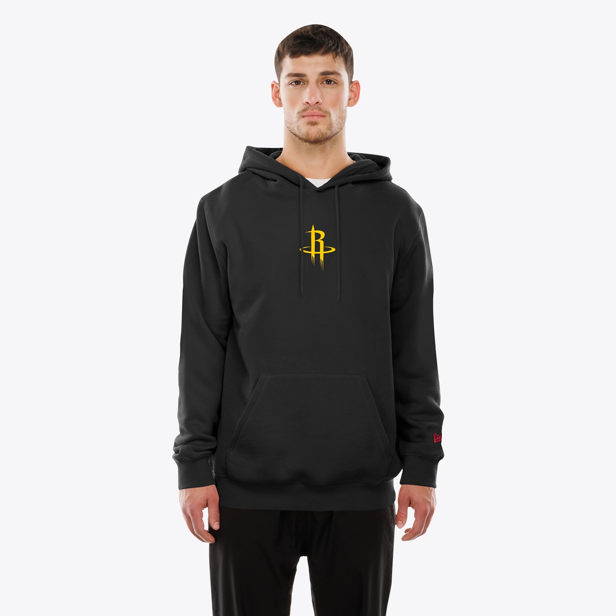 Men's New Era Black Houston Rockets Front and Back Graphic Pullover Hoodie