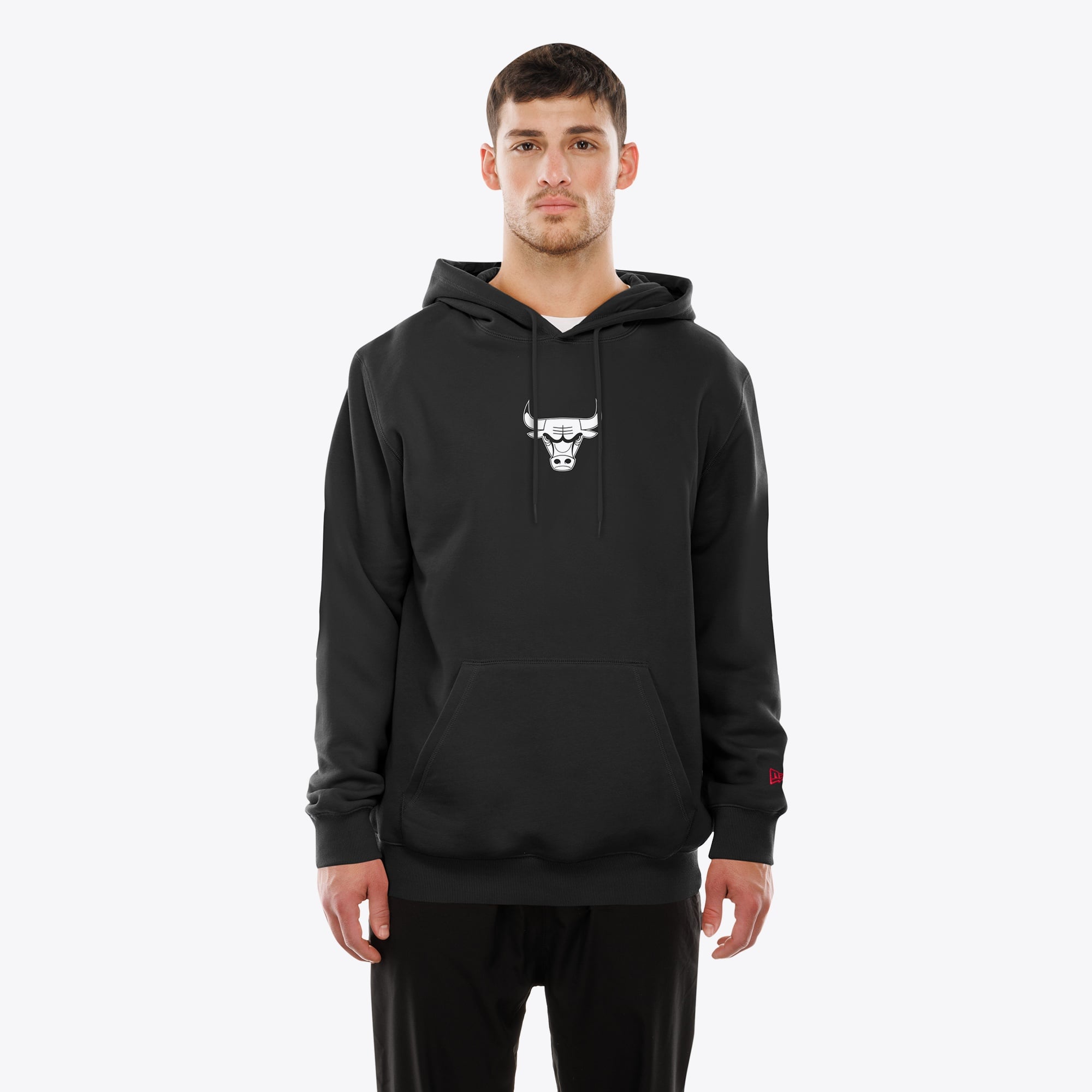 Men's New Era Black Chicago Bulls Front and Back Graphic Pullover Hoodie