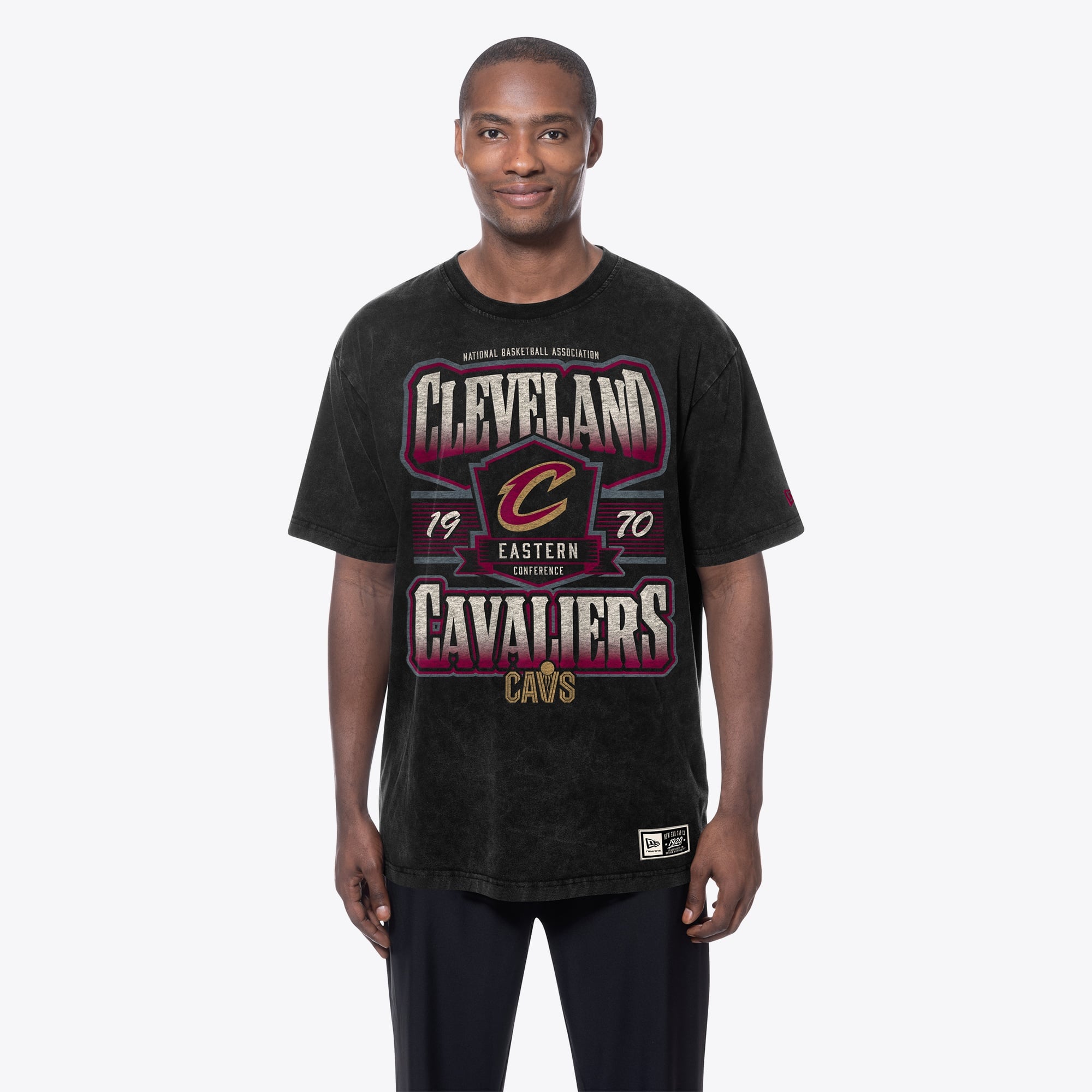 Men's New Era Black Cleveland Cavaliers Mineral Wash Graphic T-Shirt