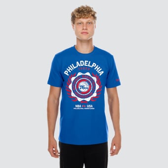 Men's New Era  Royal Philadelphia 76ers Laurel Crest Flocking T-Shirt