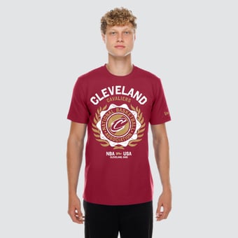 Men's New Era  Wine Cleveland Cavaliers Laurel Crest Flocking T-Shirt