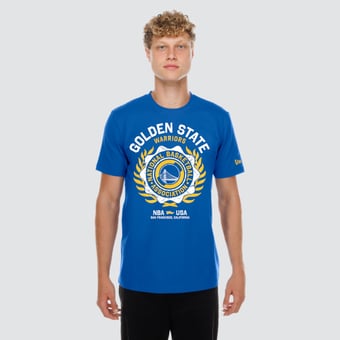 Men's New Era  Royal Golden State Warriors Laurel Crest Flocking T-Shirt